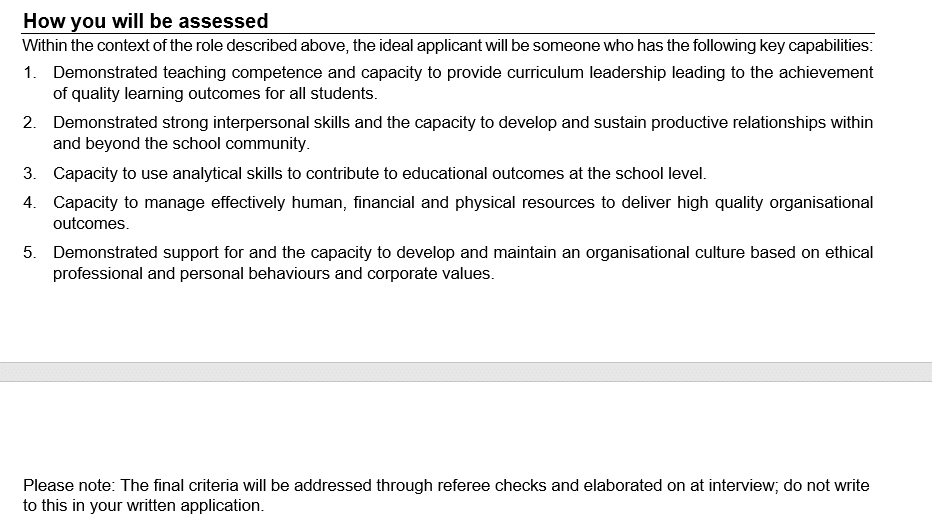How To Apply For State Government Jobs, Australia-Wide. 4 A Screenshot Of Key Capabilities To Be Addressed In A Written Job Application.